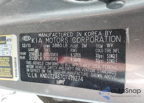 2012 Kia Soul + из США, поврежденный, VIN KNDJT2A67C7419274